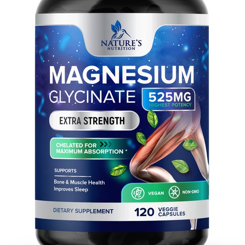 Natural Magnesium Glycinate Design needed for Nature's Nutrition Design by TUNSAY