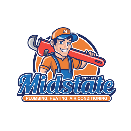 plumbing company logo and mascot Design by The Magical