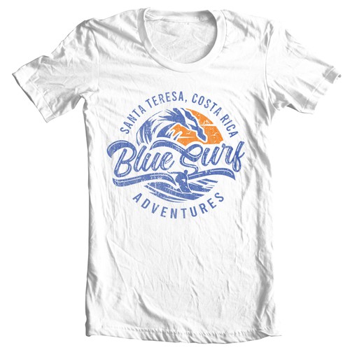 Vintage surf tee for costa rica surf destination, T-shirt contest