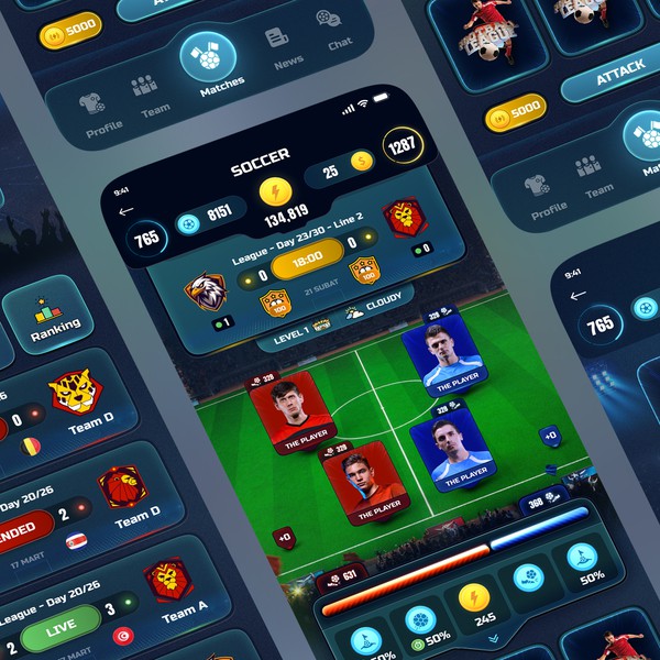 Soccer Game App UI 
