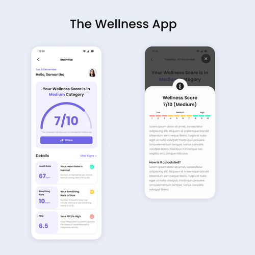 Wellness "vital signs" app - redesign Design by babybronto
