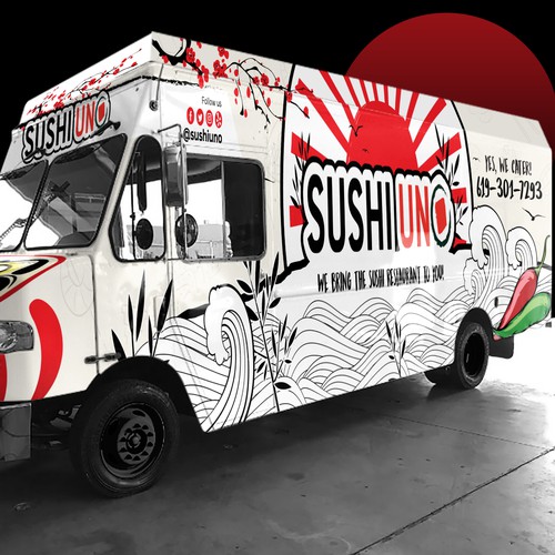 Design a modern, yet catchy SUSHI FOOD TRUCK! Car, truck or van wrap