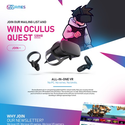 Design Virtual Reality Giveaway Landing Page Design by Artar Studio