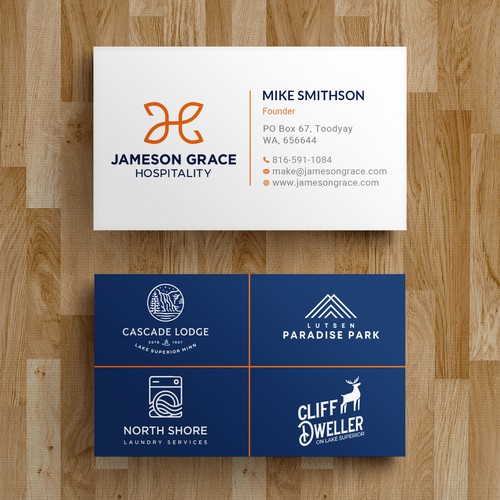 Create a modern and clean business card for a parent company with 4 subsidiaries Design by Roni_