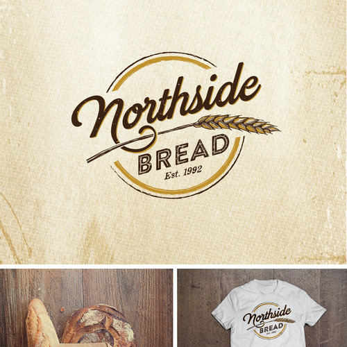 can you create a rustic logo for my bakery specializing in crusty, artisan bread? Design by Agi Amri