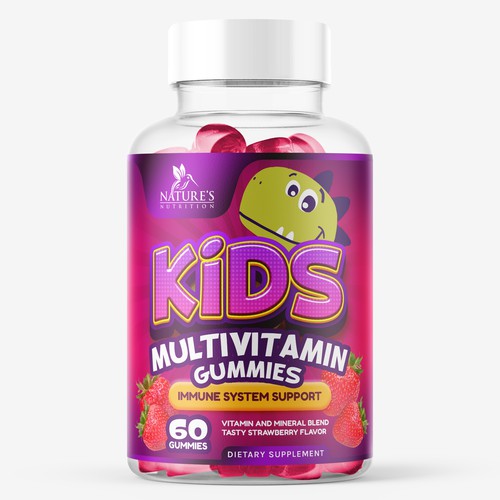 Tasty Kids Multivitamin Gummies Product Label for Nature's Nutrition Design by gs-designs