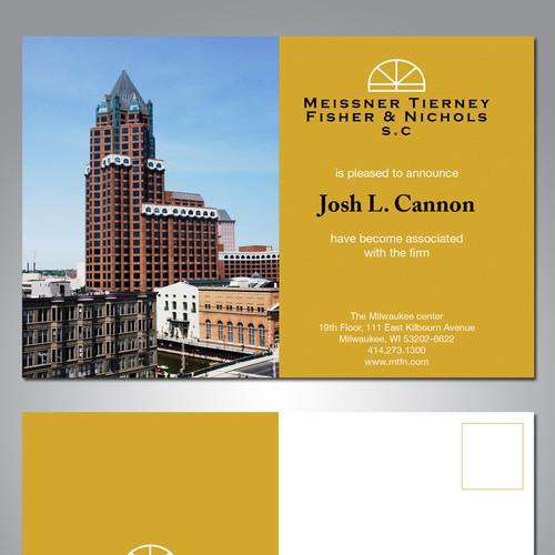 Designs Law Firm New Associate Announcement Mailer Print or packaging design contest