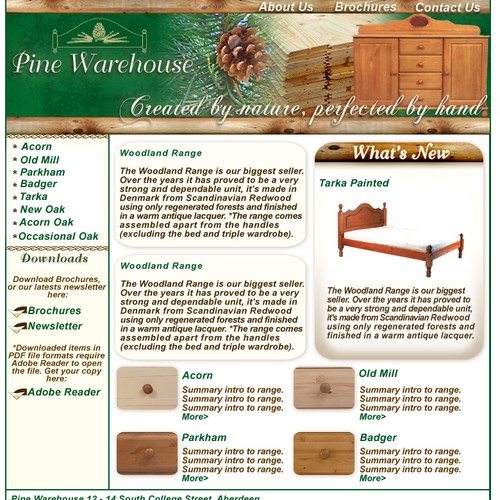 Design of website front page for a furniture website. Design by Barbie2274