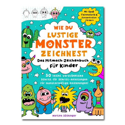 Design a cheerful cover for a monster drawing book for children Design by ALINAsINK