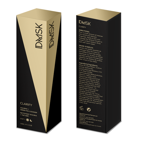 Luxury, high-end product box design for facial cleanser. Design by Leila Amorim