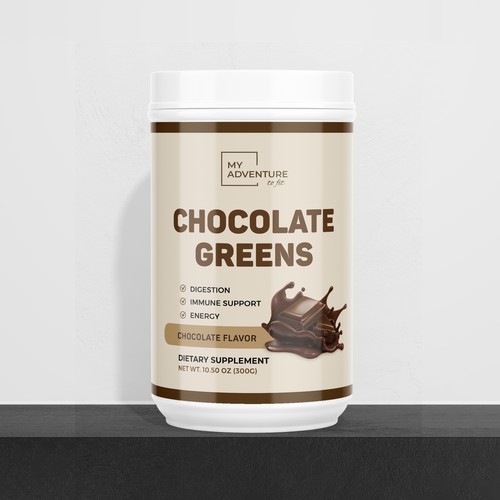 Chocolate Greens Superfood label design Design by Manthanshah