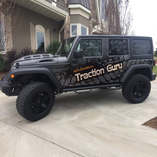 Attention race fans! get traction for my jeep wrangler--- make some tracks  over here! | Rotulación de auto, camión o camioneta contest | 99designs