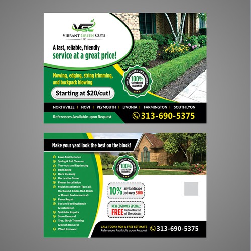 Lawn And Landscape Advertisement Postcard Flyer Or