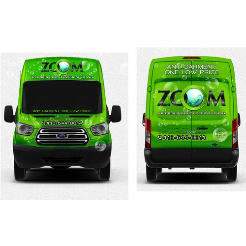 Zoom Dry Cleaning van wrap for eco-friendly one-price cleaner Design by ArunManuel