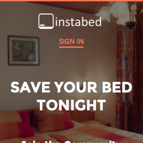 Landing page for simple, on-demand bed booking app Design by kcmr