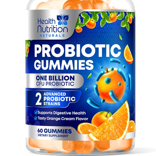 Healthy Probiotic Gummies Label needed for Health Nutrition Design réalisé par rembrandtjurin