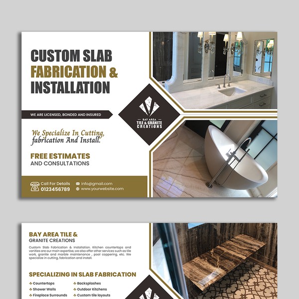 Postcard creation for Bay Area Tile & Granite Construction Company