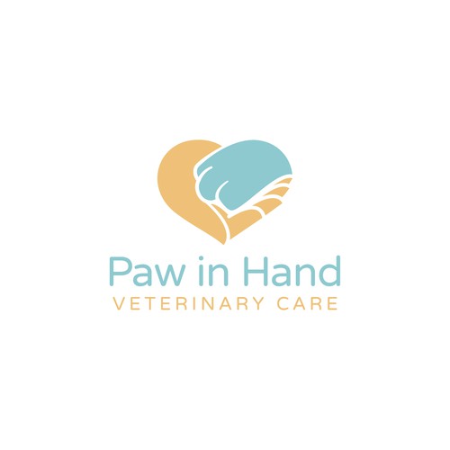 Small Vet Clinic needs a logo that expresses the human-animal bond: Paw in Hand Design by danoveight