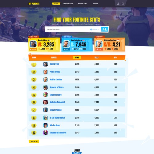 Design A Awesome Fortnite Tracker Website Web Page Design Contest 99designs