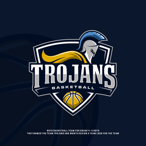 Boys basketball team logo " Trojans " Design réalisé par Brainfox