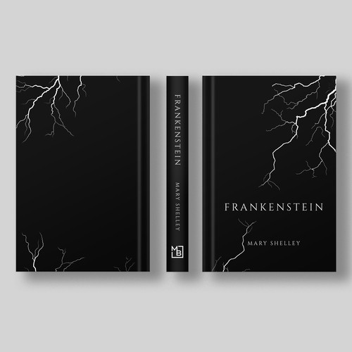 Design a book cover for an unique edition of Frankenstein, fully printed on black paper Design by Brandkore™