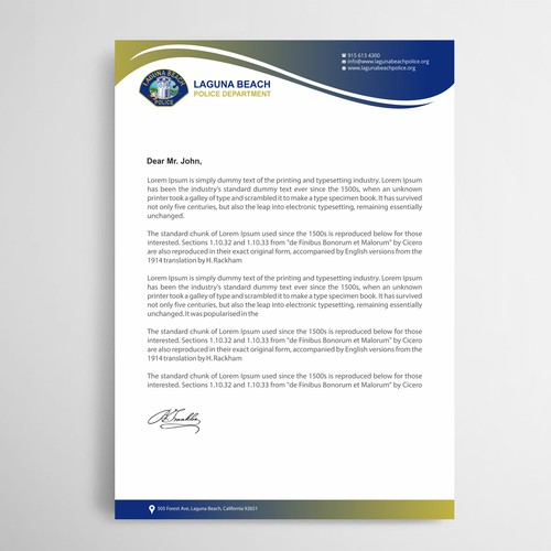 Laguna Beach Police Department Stationary Design by thinkweb art