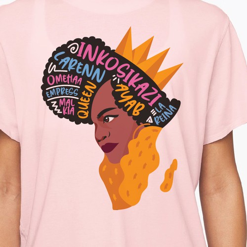 African Diaspora "QUEEN" Dialect T-Shirt Design Design by yulianzone