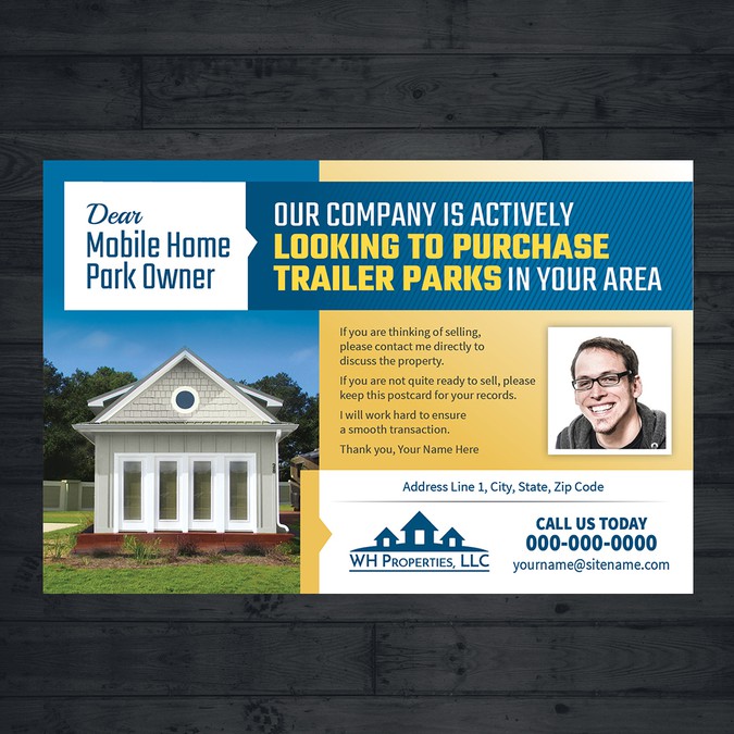 Create an eye catching postcard for use by a real estate investment