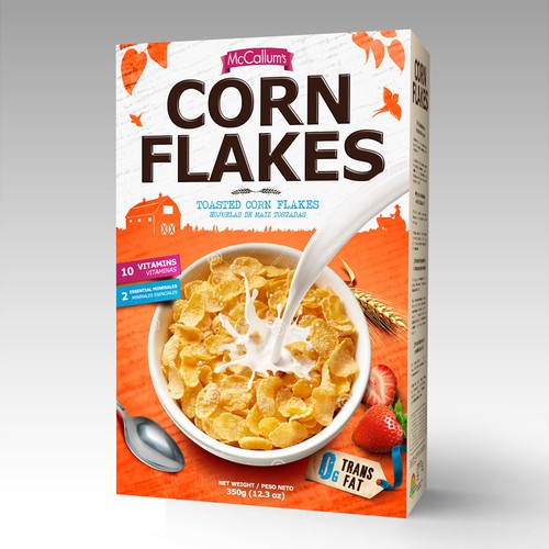 Create a new refreshing and modern Corn Flakes box design Design by tomdesign.org