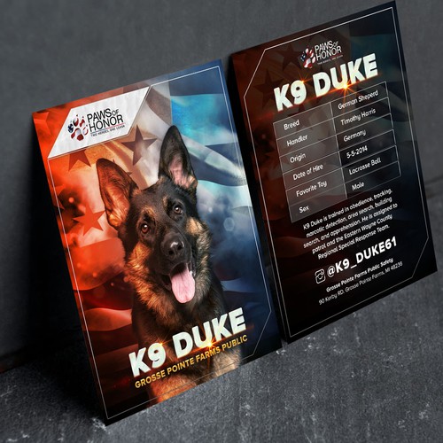 K9 Trading Cards for Military and Law Enforcement K9 Design by Y&B