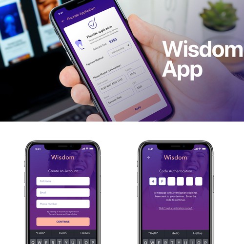 Wisdom, a discount dental membership plan (app) Design by otoso