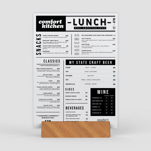 Design a cool new menu for a breakfast & lunch spot in Upstate NY Design by Along99