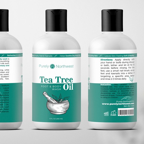 Updated Tea Tree Body Wash Label Design réalisé par Dimario Moretti