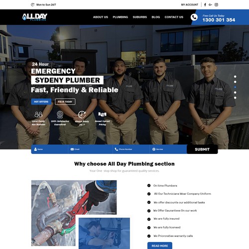 Plumbing Company Website Design Design by thinkweb art