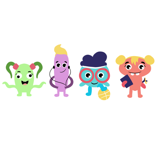 Create Four Very Simple Cartoon Characters With Kid's Personality ...