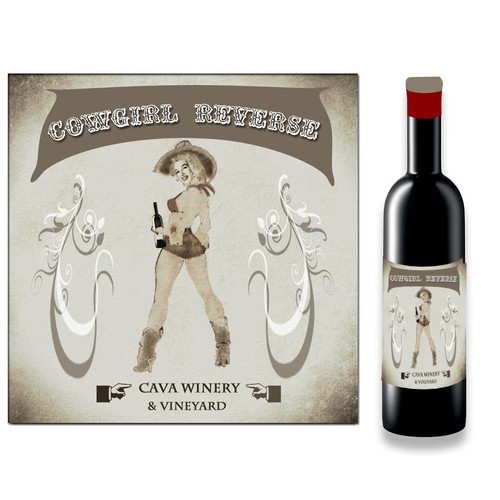 Reverse Cowgirl Wine label Design von Lalune