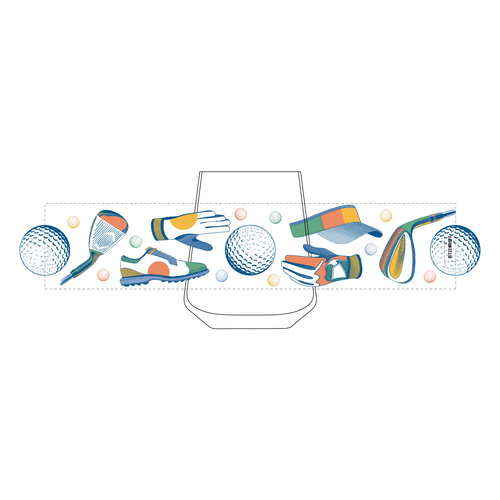 "Illustration for drinking glasses inspired by Golf & Tennis" winning Signage
