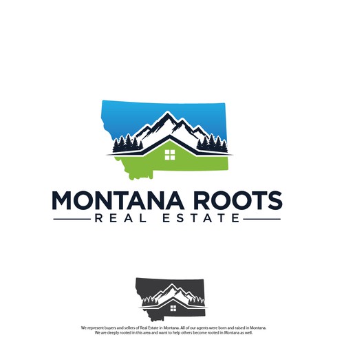 Logo for a Real Estate firm that helps others put down roots in Montana. Design by pianpao