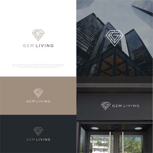 Geometrical, minimalist, modern brand design for Gem Living Design by Sunrise.