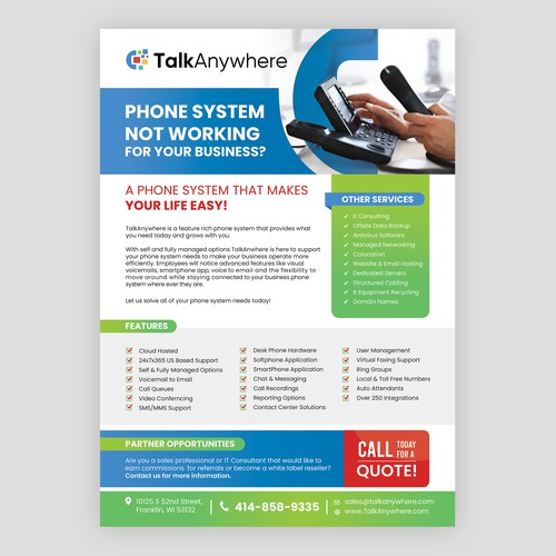 TalkAnywhere Sales Flyer Design by idea@Dotcom