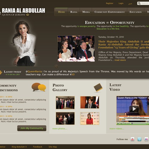 Queen Rania's official website – Queen of Jordan デザイン by kamelasmar