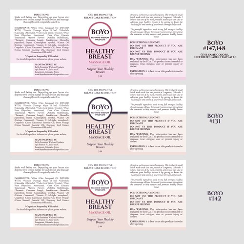 design a classy, bold healthy breast massage oil label Design by ilonaGi