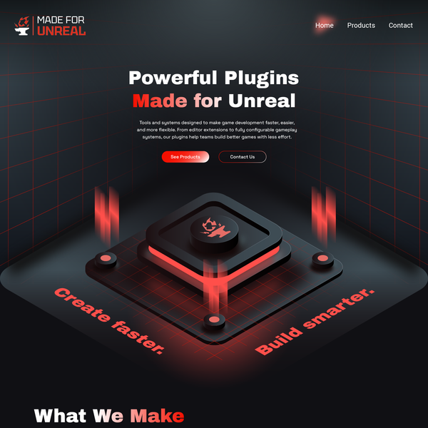 Dark Tech Website Design for Game Developer Tools