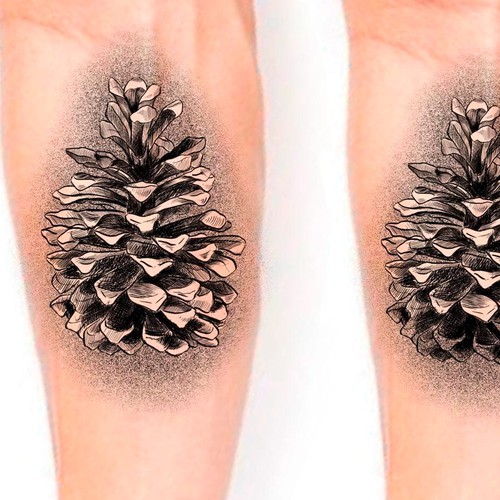 simple pine cone tattoo