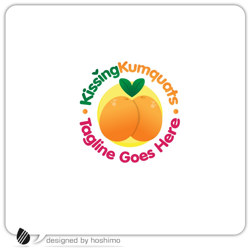 Peach logo with the title 'Logo for Kissing Kumquats'