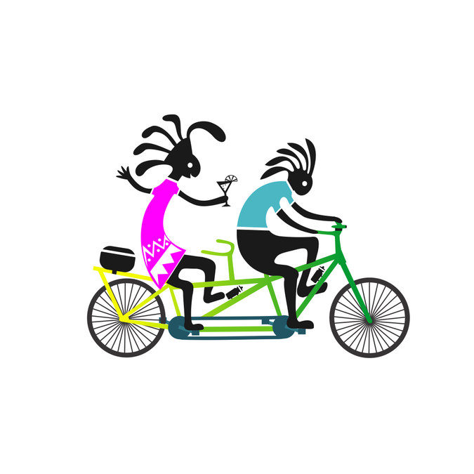 Fun tandem bike logo with kokopelli on bike Logo design contest