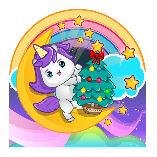 Design by inos_ken titled "cute unicorn on the moon"