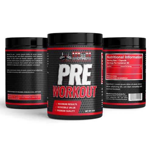 Iron Brothers Supplements PREWORKOUT Label | Product label contest