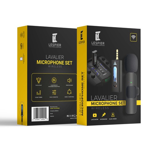 Need modern & catchy packaging design for wireless microphone set Design by Shreya007⭐