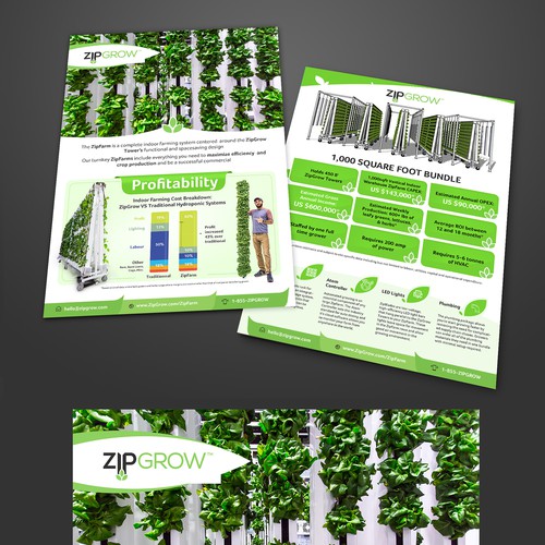 Brochure design for indoor, vertical hydroponic farm Design by Logicainfo ♥